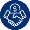 Handing shaking and money symbol icon us to display the rate of each rental in units of SF/YR