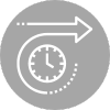 Clock and rotating arrow icon used to display the length of property rental term.